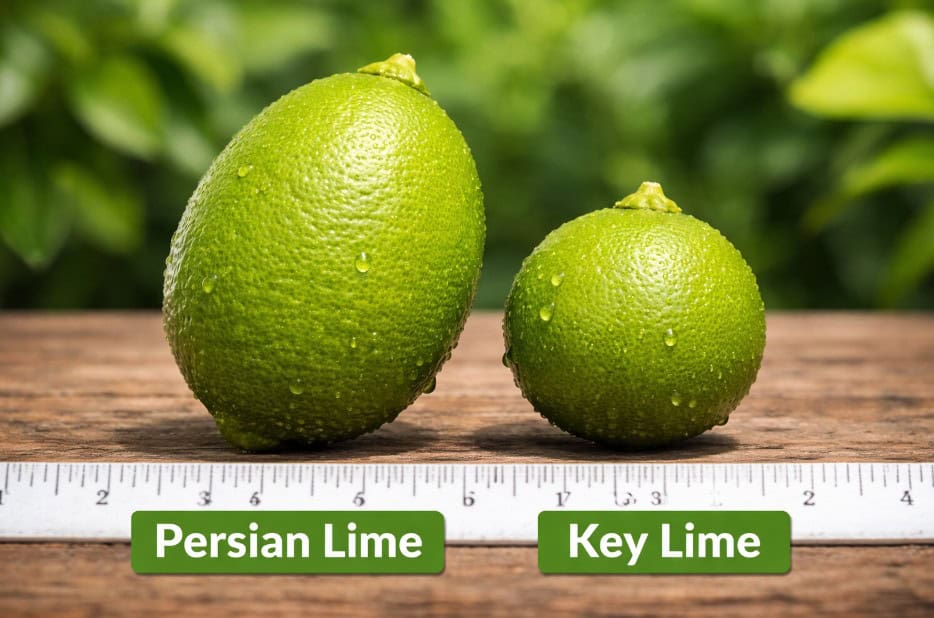 size difference of key lime versus persian lime